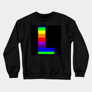 The Letter L in Rainbow Stripes Crewneck Sweatshirt